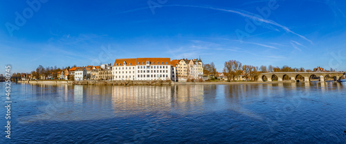 panoramic view to Regensburg with river Danube  Germany
