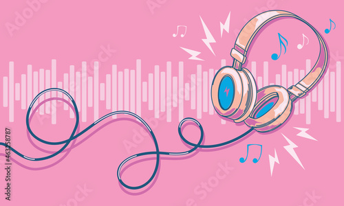 Playing musical colorful headphones - music design