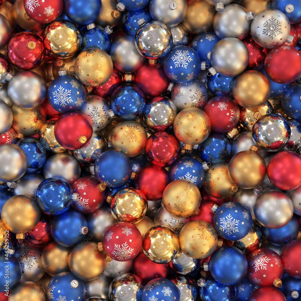 Background of multicolored Christmas balls, 3d render Background of multicolored Christmas balls, 3d render
