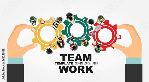 Team work gears concept. Team management. Teamwork management. Concepts for business analysis and planning, consulting, team work. Idea of cooperation, togetherness and collaboration.