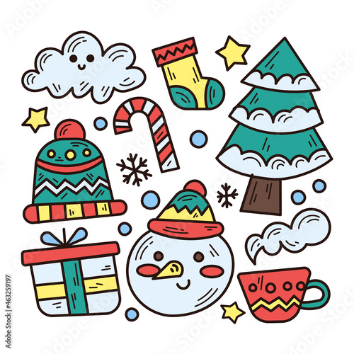 Doodle Collection of Winter Theme Illustration