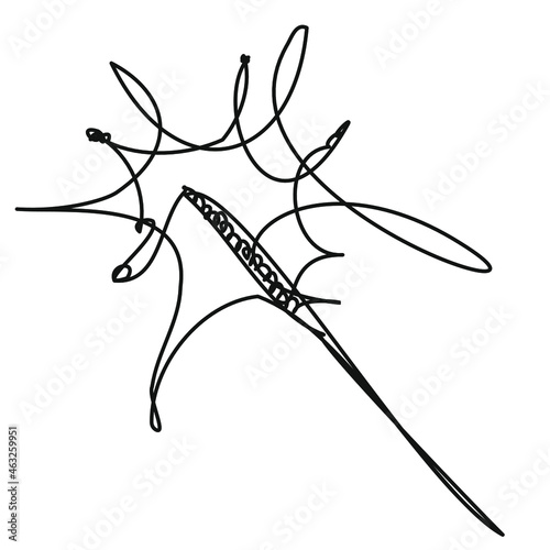 One line sparkler on a white background. Stock vector illustration with a flaming stick on the holiday. Vector element for decoration of advertising for Christmas.