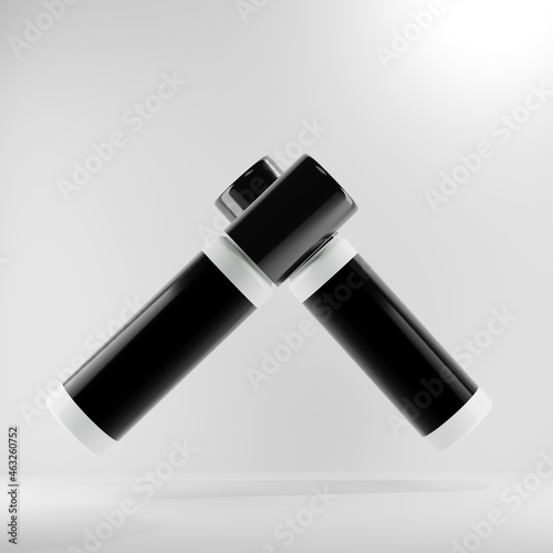 plastic rollups flying on white background  photo