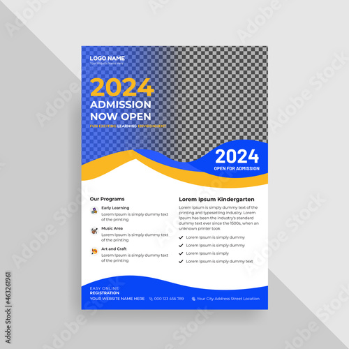 School education admission flyer design template, kids care promotional flyer template layout