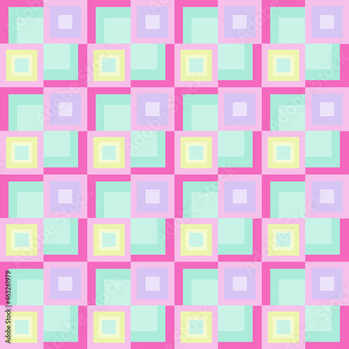 Abstract graphic seamless of square boxes in pastel color tone are repeating and duplicate .Vector beautiful pattern cute design for decorating , fabric, wrapping, textile, wallpaper, apparel,tile.