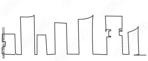 Megapolis one line on white background Outline big city. Black line on isolate. Stock vector illustration.