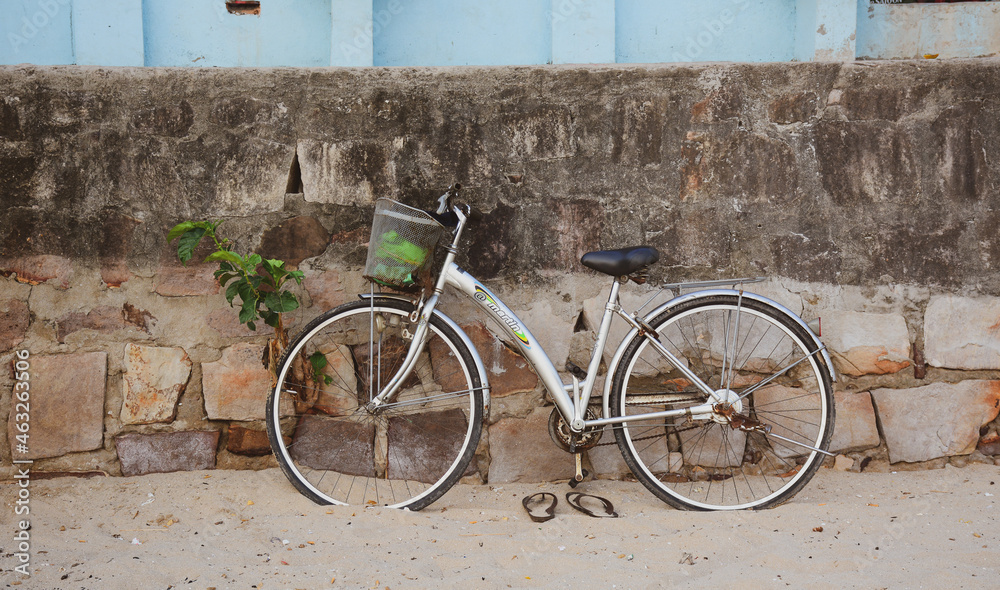 Bicycle parking on beach in Phu Quoc Island, Vietnam