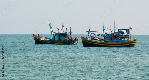 Blue sea scene on a sunny day in Phan Thiet, Vietnam