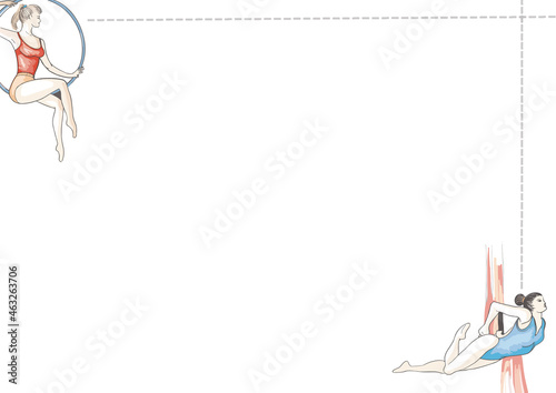 Gymnastics poster, world championship and gymnast performance presentation flat vector illustration