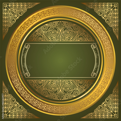 Golden ornate decorative vintage design blank card