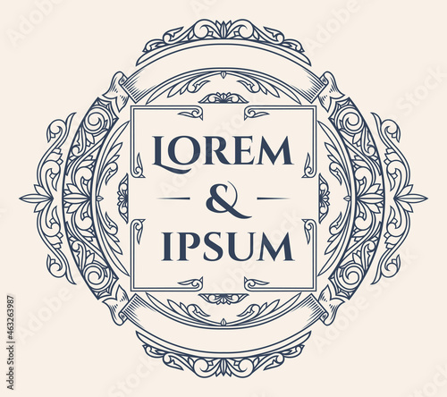 Decorative ornate monochrome retro blank emblem
