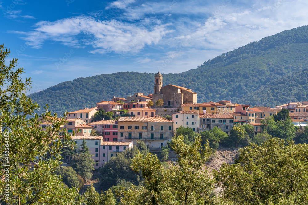 Skyline Poggio, beautiful mountain village on the  Island of Elba, Tuscan Archipelago, Tuscany, Italy