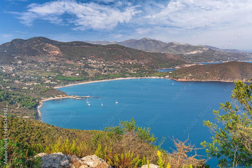 Naklejka premium bay and coastline on the Island of Elba, Tuscan Archipelago, Tuscany, Italy, landscape photography