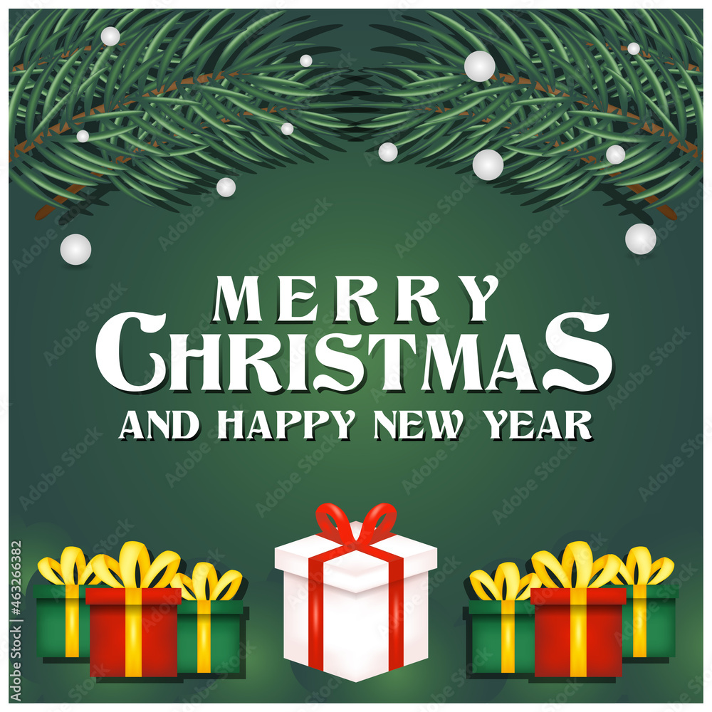 merry christmas and happy new year greeting, banner and background template
