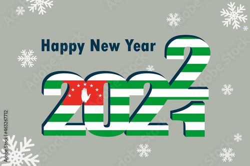 New year's card 2022. Depicted: element of the flag of Abkhazia, festive inscription and snowflakes. It can be used as a promotional poster, postcard, flyer, invitation or website.