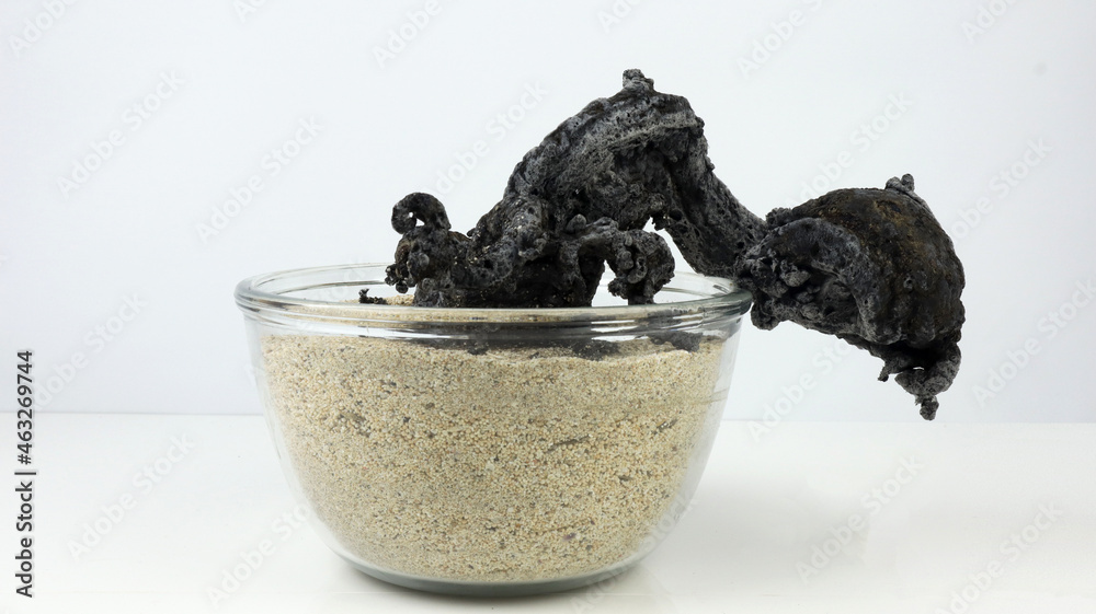 The classic experiment of burning sugar and baking soda resulted in