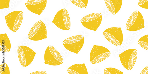 Lemon illustration background. Seamless pattern.Vector. レモンのパターン　背景素材