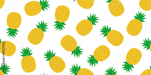 pineapple illustration background. Seamless pattern.Vector. パイナップルのパターン　背景素材
