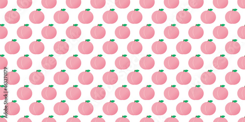 Peach illustration background. Seamless pattern.Vector. 桃のイラストパターン　背景素材