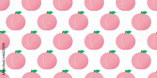 Peach illustration background. Seamless pattern.Vector. 桃のイラストパターン　背景素材