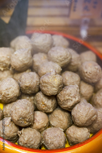 Closeup of Chaoshan hand-beaten beef balls for hot pot