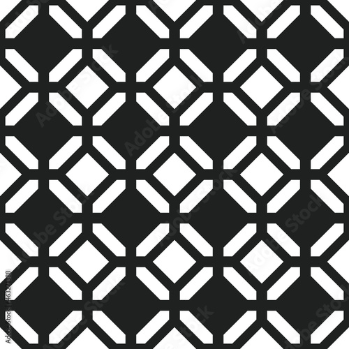 Simple white diamonds and four sticks around the edges create an intricate and seamless pattern. Vector and minimal pattern.