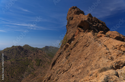 Gran Canaria  landscape of the central part of the island  Las Cumbres  ie The Summits  route on ascent to  Risco Chimirique  Tejeda municipality  