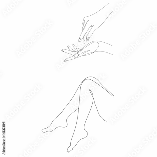 female legs and arms drawing by one continuous line