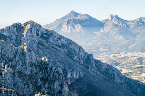 mediterranean blue mountain landscape in Spain majestic hiking and travel background