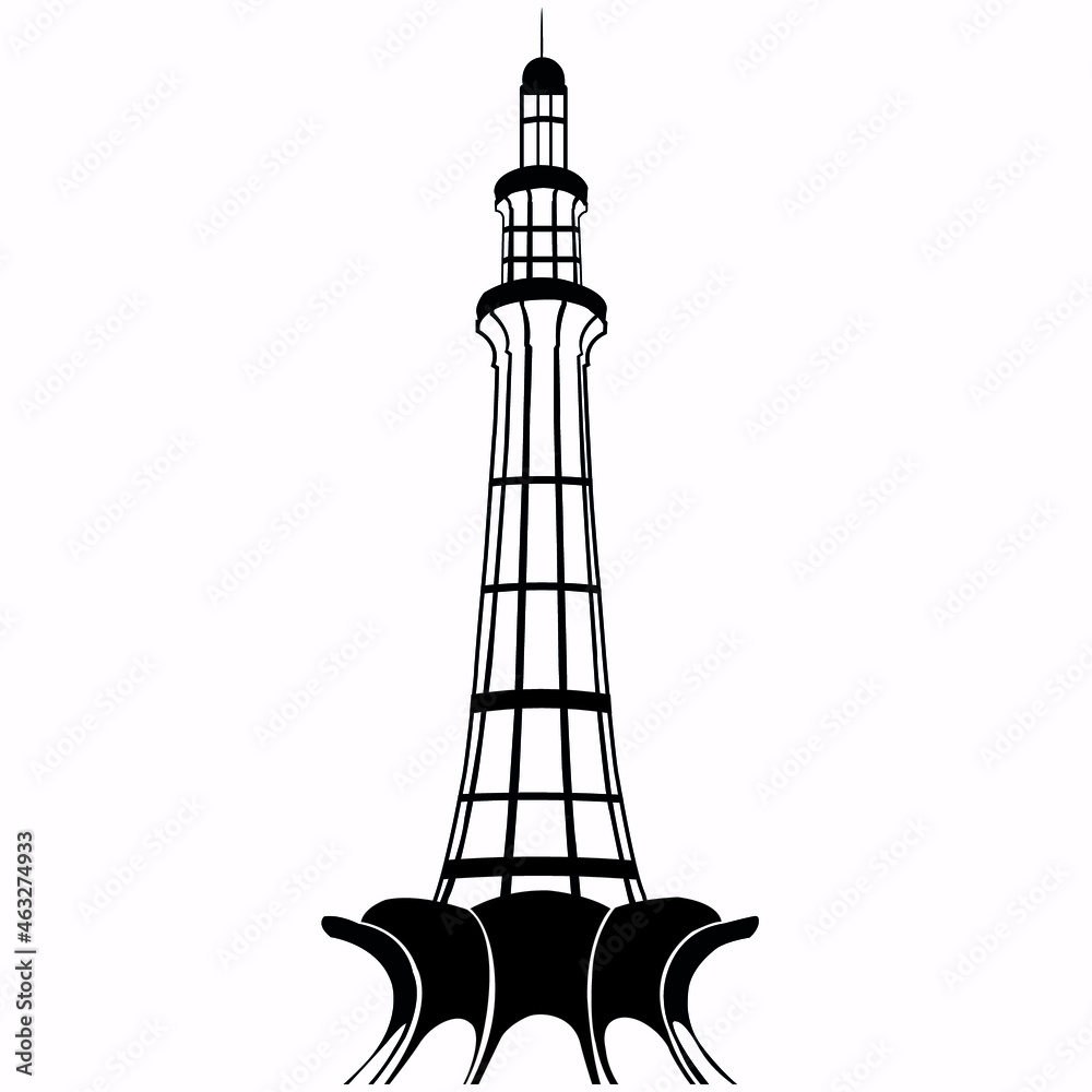 Minar e Pakistan In Lahore Pakistan Vector Design