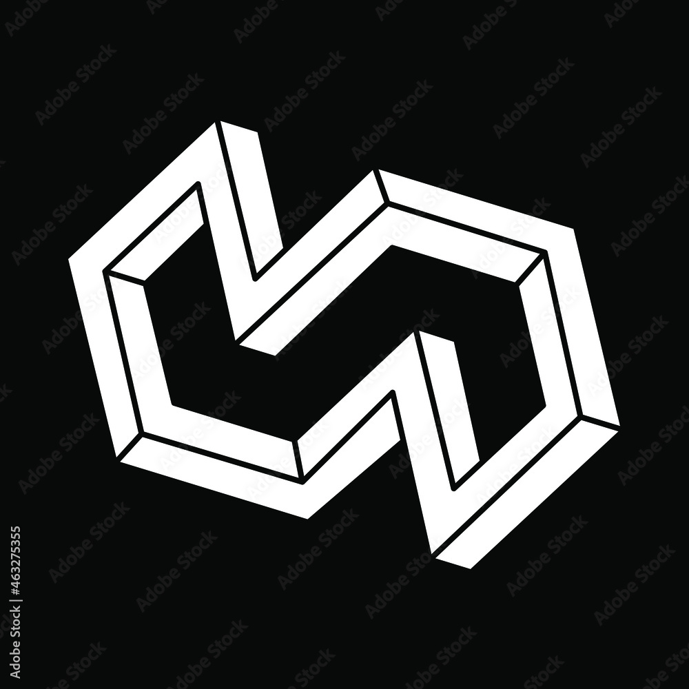 Optical illusion figure. Impossible object. Line geometric shapes. Optical illusion figure. Impossible object. Line geometric shapes.