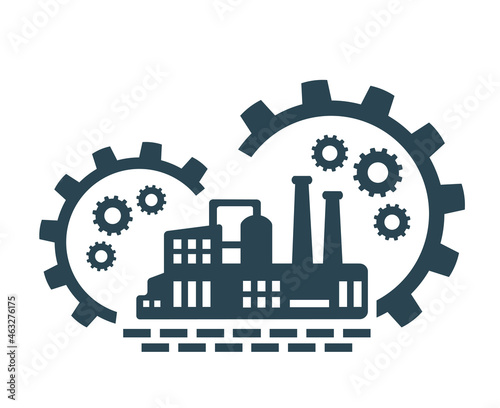 Vector illustration, icon, factory logo. Industrial facility.