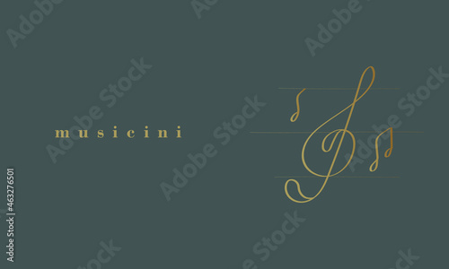 Simple music note banner design. Elegant musical note icon vector illustration. Gold musical note vector design.