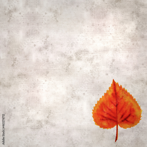 stylish textured old paper background with autumnal leaves in color ink