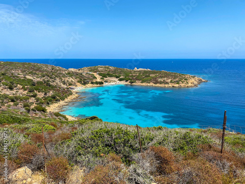 Cala D'Oliva at Asinara Island. Sardinia beach during summer, with turquoise paradise beach. Sardinian beach. © Giacomo