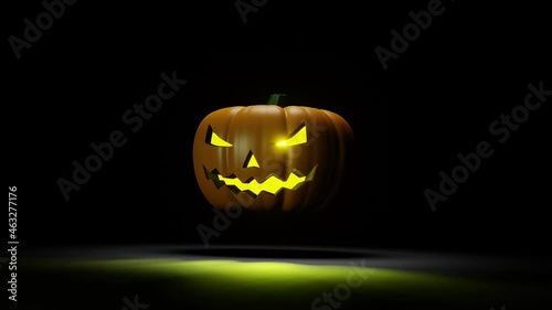 jack-o-lantern halloween pumpkin with a scary face animation, lantern  3d 4K