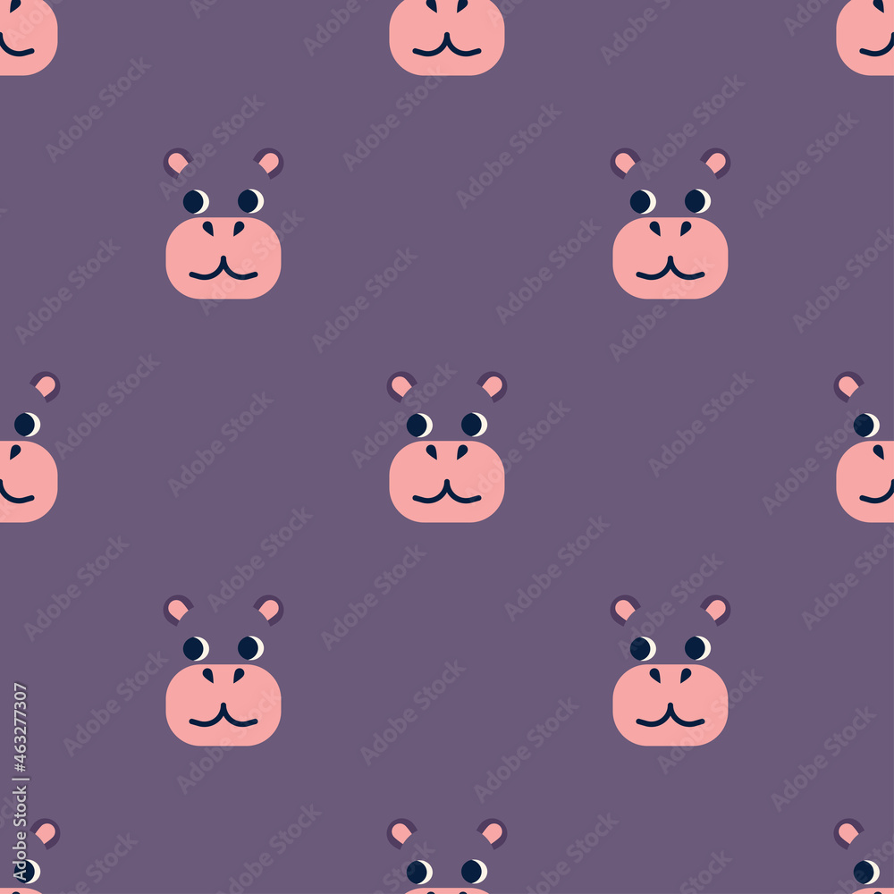 Seamless vector  pattern with cute animals character. Cute vector illustration for kids. Perfect print for fabric, textile, wallpaper, poster, postcard and gift wrapping. Pastel colors