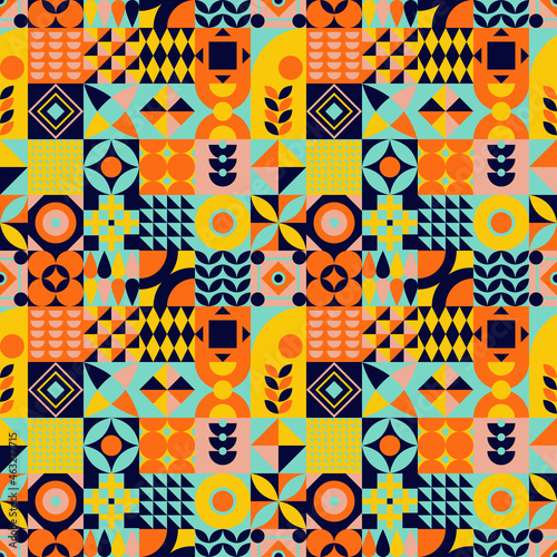 Neo geometric big pattern. Great design element for patch, pattern for fabric or poster, web design, wallpaper, wrapping paper, typography, banners, flyers