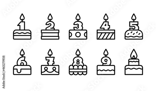 Anniversary badges, birthday cake, years label