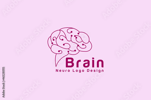 education logo design template, vector brain with dots for smart communication , education concept