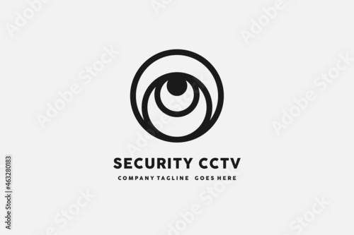 cctv security logo design template, camera lens vector logo design template