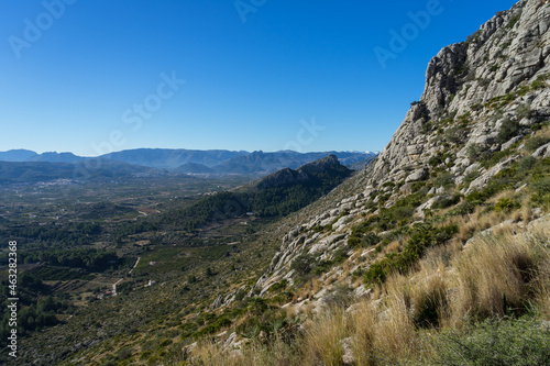 beautiful mediterranean mountain landscape and blue sky in Spain hike and relaxation in nature