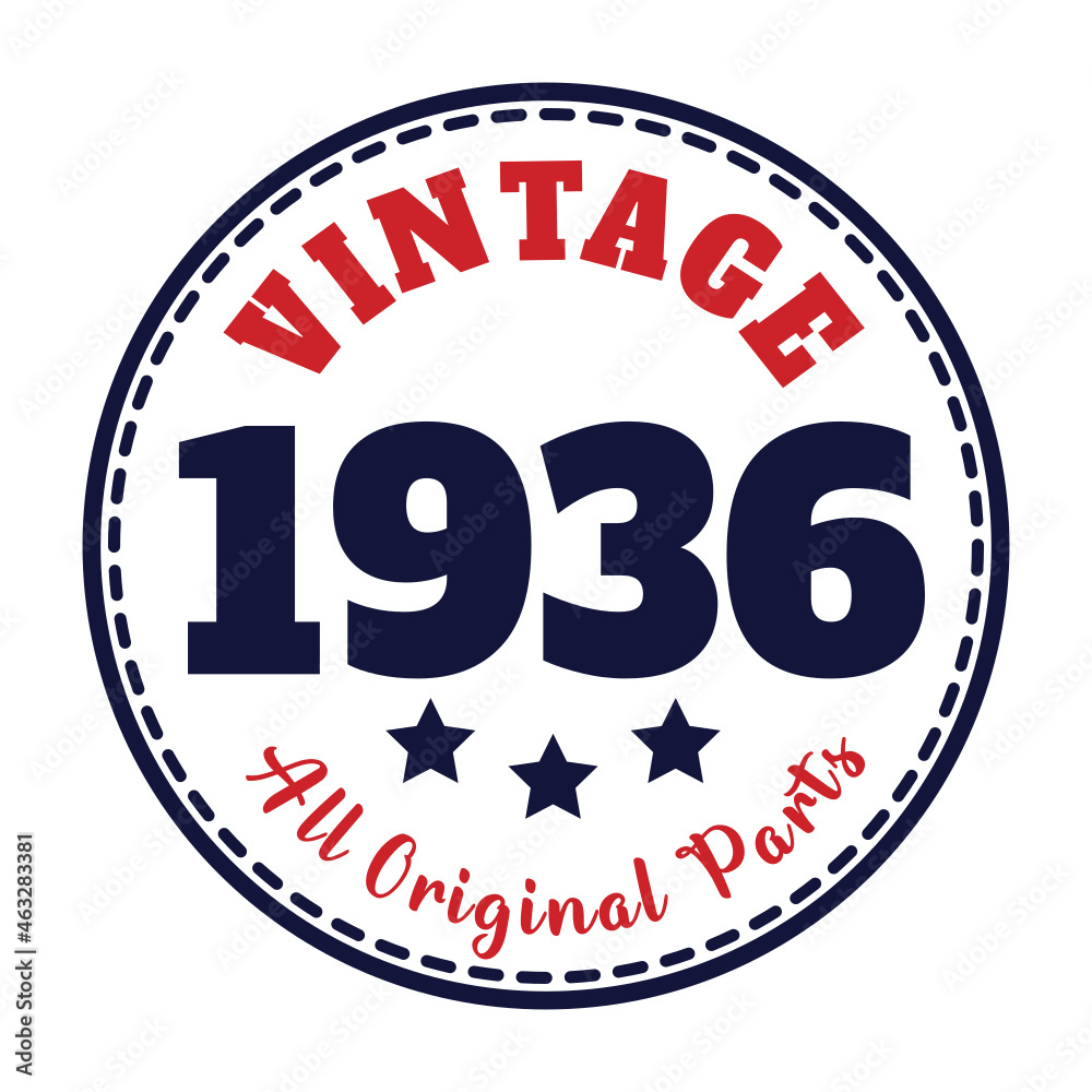 vintage 1936 All original parts, 1936 birthday typography design for T-shirt
