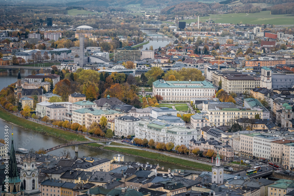 Aerial view of Salzburg and Mirabell Palace - Salzburg, Austria