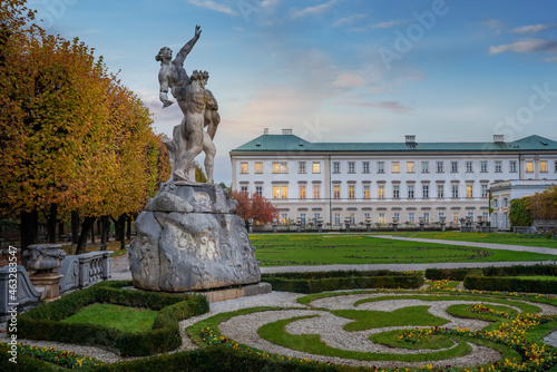 Obraz na plátně Mirabell Palace and Gardens at sunset - Salzburg, Austria