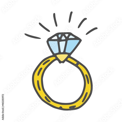 diamond engagement ring doodle drawing. sketch new