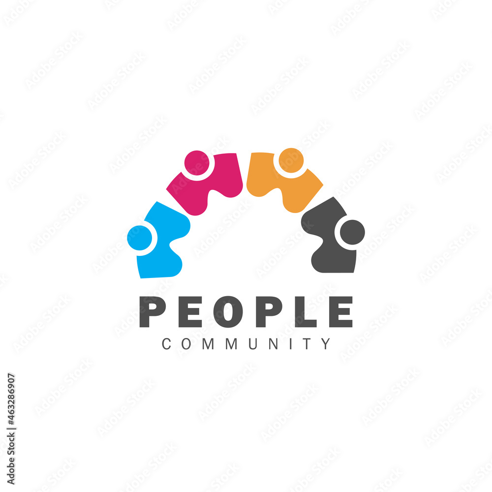 Abstract People Logo. Colorful Geometric Shape isolated on White Background. People Family Together Human Unity logo vector icon Abstract People Logo. Colorful Geometric Shape isolated on White Background. People Family Together Human Unity logo vector icon