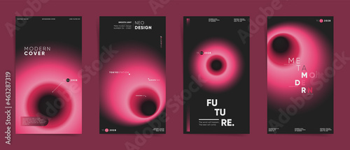 Modern gradient story template for social media post. Gradient cover template design set for poster, social media post and stories banners. Circular futuristic gradient post frame. Vector story set.
