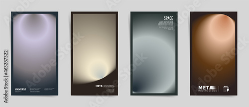 Blurry gradient story template for social media post. Gradient cover template design set for poster, social media post and stories banners. Circular futuristic gradient post frame. Vector story set.
