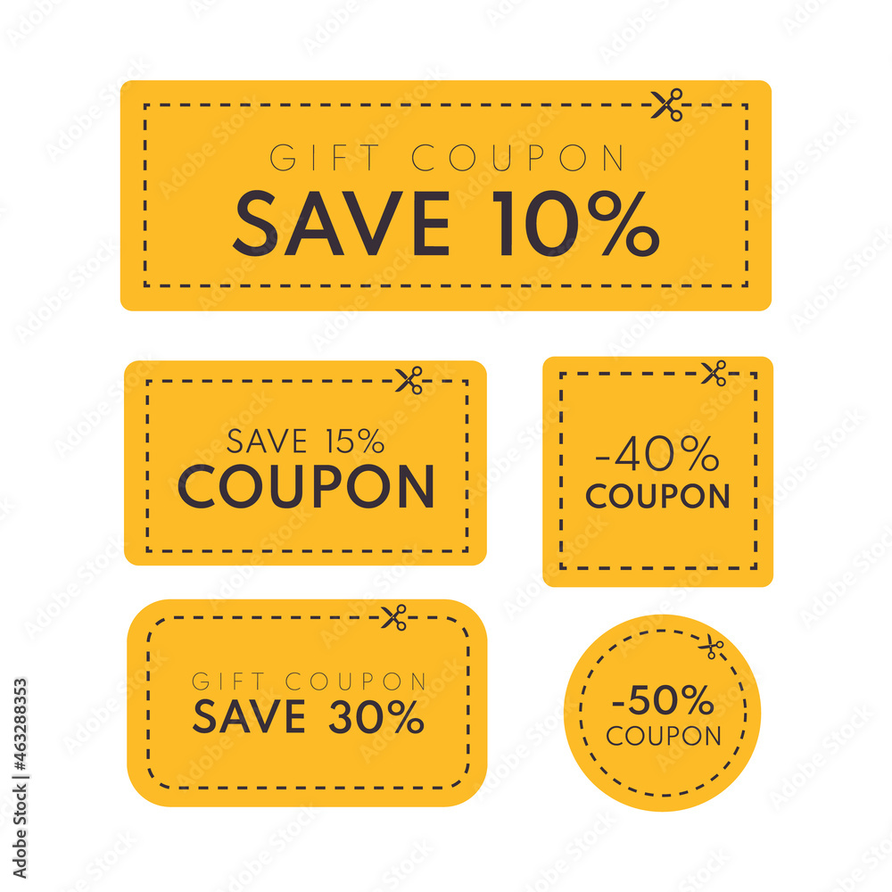 Vector coupon. Discount coupon template isolated. Vector ticket - obrazy, fototapety, plakaty 